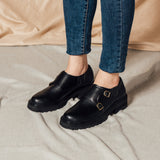 Zapatos de cuero derby-vegetarianos clásicos con decoración cruzada de la Sra. Gullar