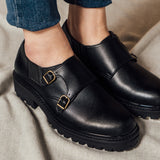 Zapatos de cuero derby-vegetarianos clásicos con decoración cruzada de la Sra. Gullar