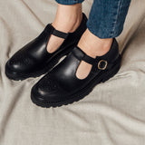 Zapatos de cuero derby-vegetarianos clásicos con decoración cruzada de la Sra. Gullar