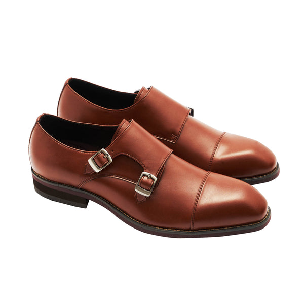 Gullar Men's Brave Double Buckle Monk-Vegetarian Leather Shoes