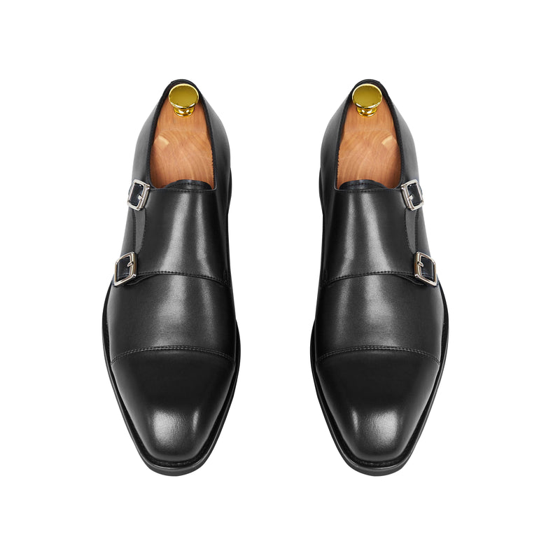 Gullar Brave Monk-Vegetarian Zapatos de cuero de doble hebilla para hombre