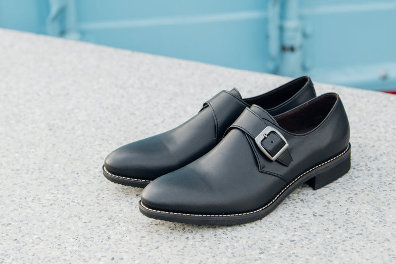 Gullar Men's Elegant Single Buckle Monk-Vegetarian Leather Shoes
