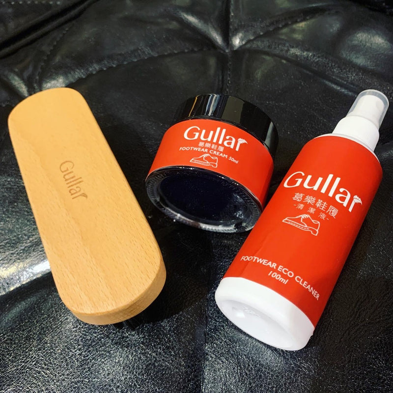 GULLAR Combination - Brush + Cleaning Spray + Shoe Cream - Choose one of black or transparent